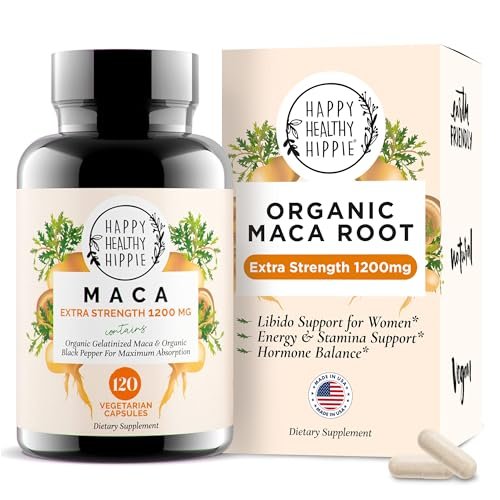 Bio Maca Kapseln 1200 mg – Libido Booster für Frauen, schnell wirkend & potent | Weibliches Maca-Supplement | Energiepillen aus Peru | Inklusive schwarzem Pfeffer für hohe Absorption | Vegan, 120 Stück