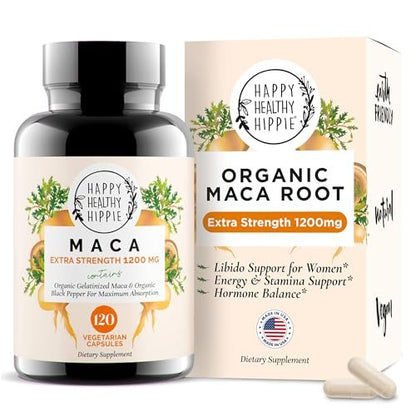 Bio Maca Kapseln 1200 mg – Libido Booster für Frauen, schnell wirkend & potent | Weibliches Maca-Supplement | Energiepillen aus Peru | Inklusive schwarzem Pfeffer für hohe Absorption | Vegan, 120 Stück