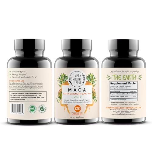 Bio Maca Kapseln 1200 mg – Libido Booster für Frauen, schnell wirkend & potent | Weibliches Maca-Supplement | Energiepillen aus Peru | Inklusive schwarzem Pfeffer für hohe Absorption | Vegan, 120 Stück
