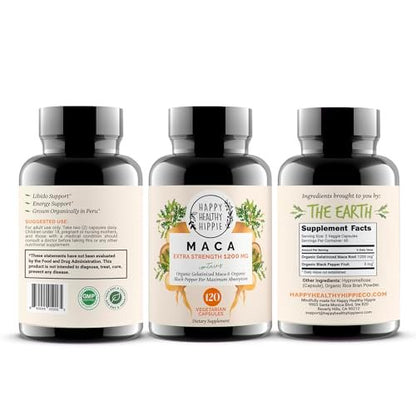 Bio Maca Kapseln 1200 mg – Libido Booster für Frauen, schnell wirkend & potent | Weibliches Maca-Supplement | Energiepillen aus Peru | Inklusive schwarzem Pfeffer für hohe Absorption | Vegan, 120 Stück