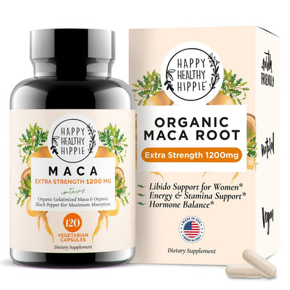 Bio Maca Kapseln 1200 mg – Libido Booster für Frauen, schnell wirkend & potent | Weibliches Maca-Supplement | Energiepillen aus Peru | Inklusive schwarzem Pfeffer für hohe Absorption | Vegan, 120 Stück