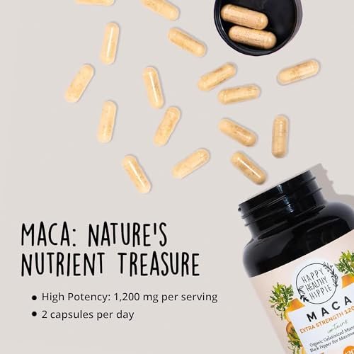 Bio Maca Kapseln 1200 mg – Libido Booster für Frauen, schnell wirkend & potent | Weibliches Maca-Supplement | Energiepillen aus Peru | Inklusive schwarzem Pfeffer für hohe Absorption | Vegan, 120 Stück