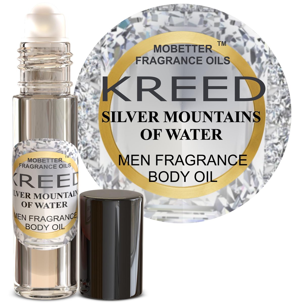 MOBETTER FRAGRANCE OILS Kreed Silver Mountains of Water Herrenduft Körperöl 1/3 oz Roll-on Glasflasche