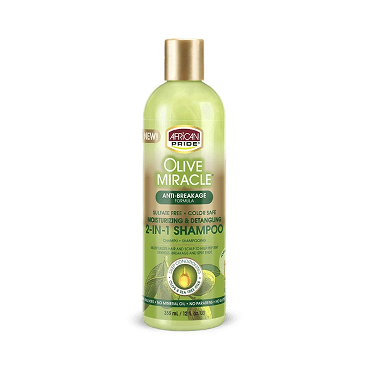 African Pride Olive Miracle 2-in-1 Shampoo und Conditioner, 355 ml
