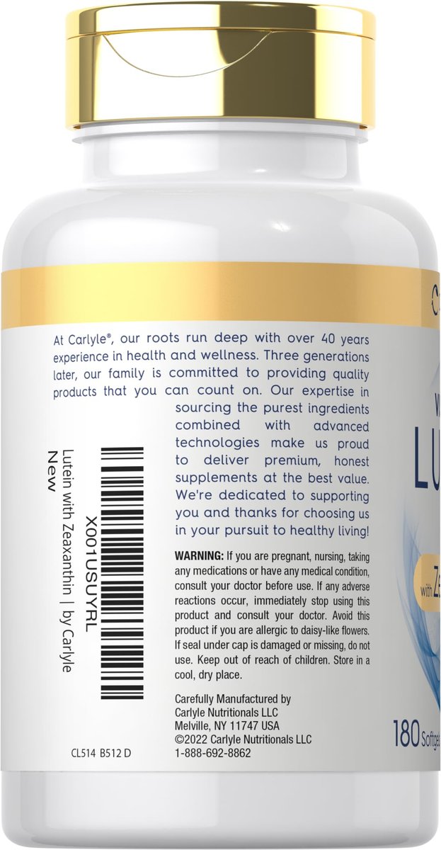 Carlyle Lutein und Zeaxanthin Nahrungsergänzungsmittel | 40 mg | 180 Softgels | Augen-Gesundheit Vitamine | Visi-Gold | Nicht-GVO und Glutenfrei