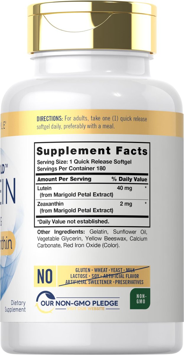 Carlyle Lutein und Zeaxanthin Nahrungsergänzungsmittel | 40 mg | 180 Softgels | Augen-Gesundheit Vitamine | Visi-Gold | Nicht-GVO und Glutenfrei
