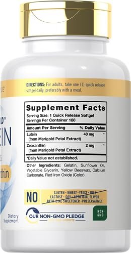 Carlyle Lutein und Zeaxanthin Nahrungsergänzungsmittel | 40 mg | 180 Softgels | Augen-Gesundheit Vitamine | Visi-Gold | Nicht-GVO und Glutenfrei