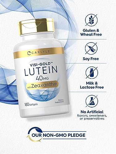 Carlyle Lutein und Zeaxanthin Nahrungsergänzungsmittel | 40 mg | 180 Softgels | Augen-Gesundheit Vitamine | Visi-Gold | Nicht-GVO und Glutenfrei