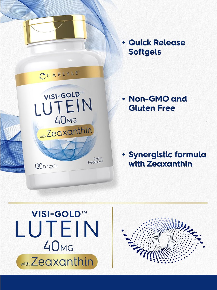 Carlyle Lutein und Zeaxanthin Nahrungsergänzungsmittel | 40 mg | 180 Softgels | Augen-Gesundheit Vitamine | Visi-Gold | Nicht-GVO und Glutenfrei