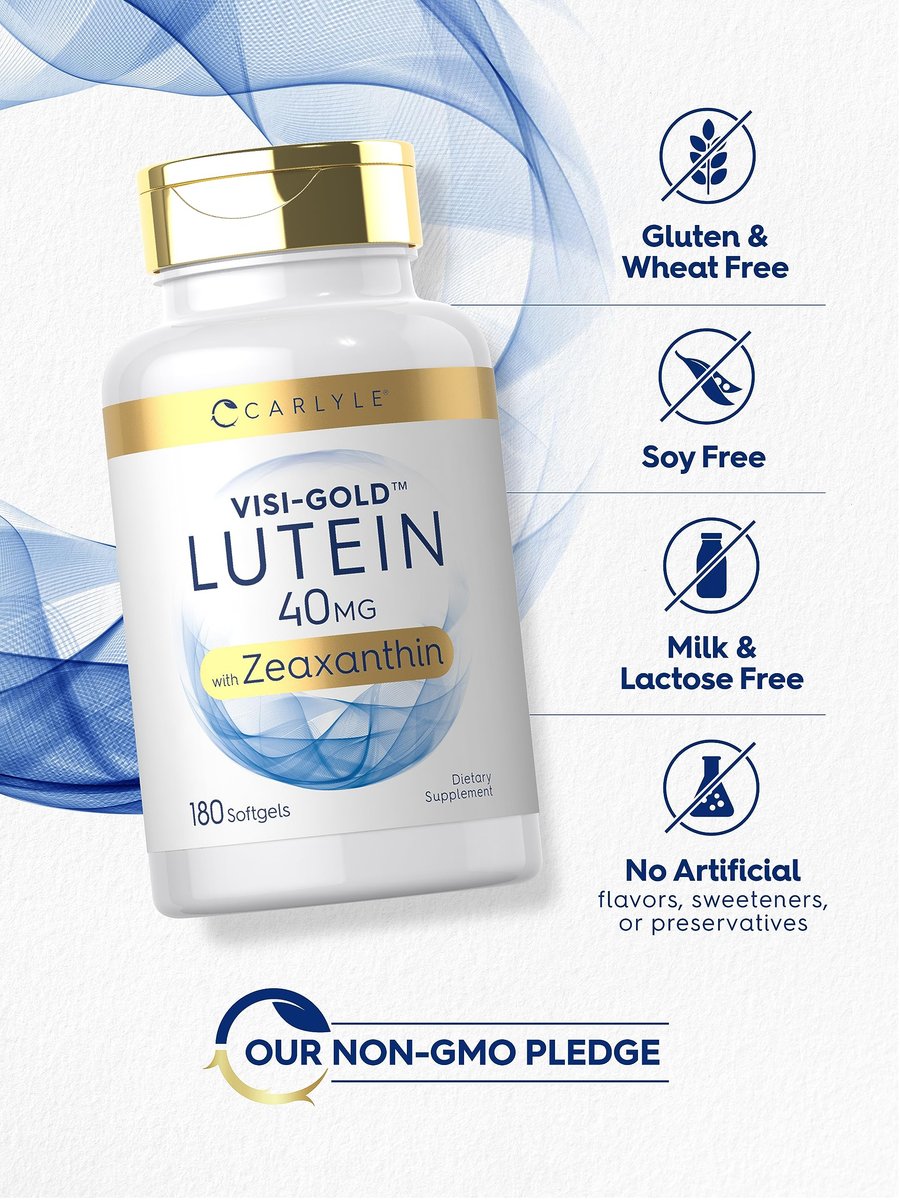 Carlyle Lutein und Zeaxanthin Nahrungsergänzungsmittel | 40 mg | 180 Softgels | Augen-Gesundheit Vitamine | Visi-Gold | Nicht-GVO und Glutenfrei