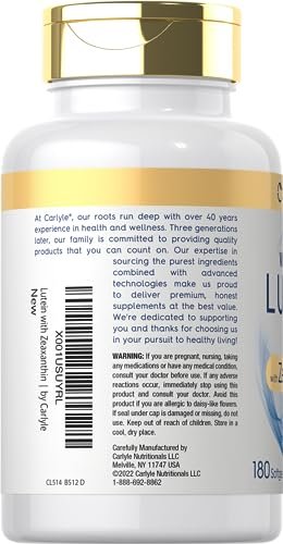 Carlyle Lutein und Zeaxanthin Nahrungsergänzungsmittel | 40 mg | 180 Softgels | Augen-Gesundheit Vitamine | Visi-Gold | Nicht-GVO und Glutenfrei