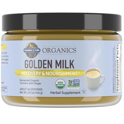 Garden of Life Organics Golden Milk Pulver – 44 mg Kurkuma Curcumin (95 % Curcuminoide), Ashwagandha – Bio, vegan, glutenfrei, 30 Portionen