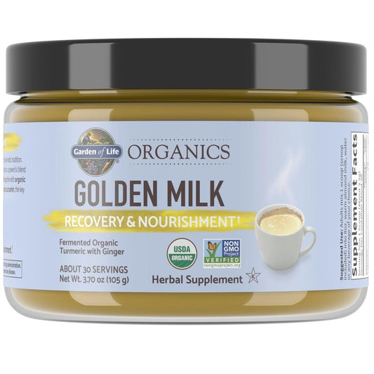 Garden of Life Organics Golden Milk Pulver – 44 mg Kurkuma Curcumin (95 % Curcuminoide), Ashwagandha – Bio, vegan, glutenfrei, 30 Portionen