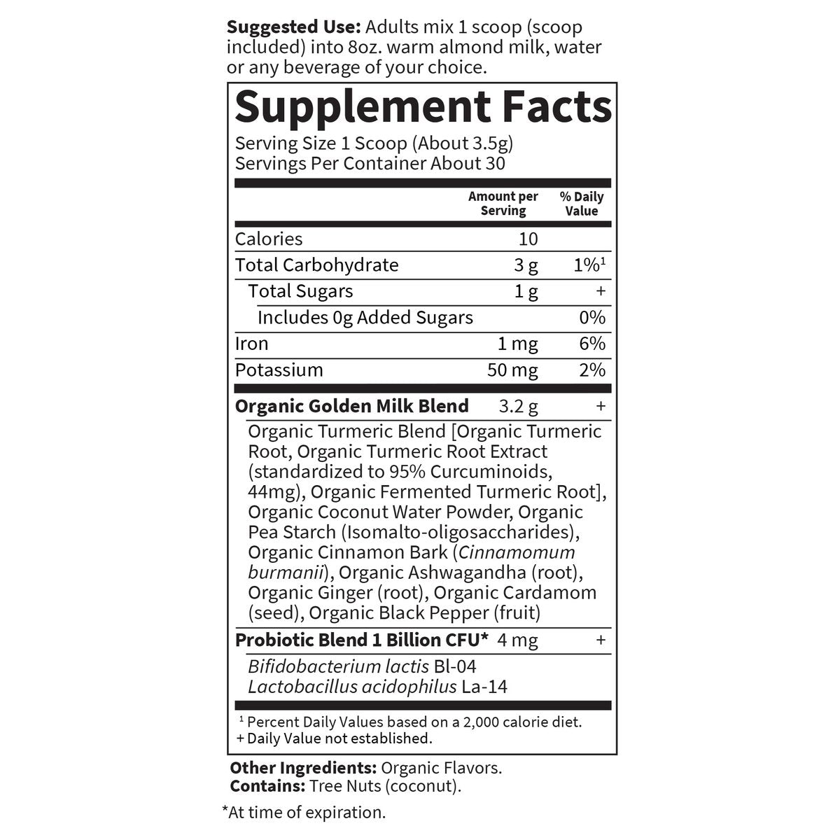 Garden of Life Organics Golden Milk Pulver – 44 mg Kurkuma Curcumin (95 % Curcuminoide), Ashwagandha – Bio, vegan, glutenfrei, 30 Portionen