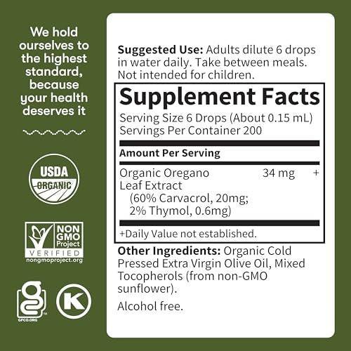 Garden of Life Organics Oil of Oregano Saisonale Tropfen 1 fl oz (30 ml) Flüssigkeit - Konzentrierte pflanzliche Immununterstützung - alkoholfrei, Bio, Non-GMO, vegan & glutenfrei