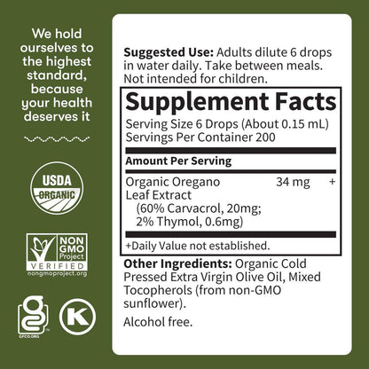 Garden of Life Organics Oil of Oregano Saisonale Tropfen 1 fl oz (30 ml) Flüssigkeit - Konzentrierte pflanzliche Immununterstützung - alkoholfrei, Bio, Non-GMO, vegan & glutenfrei