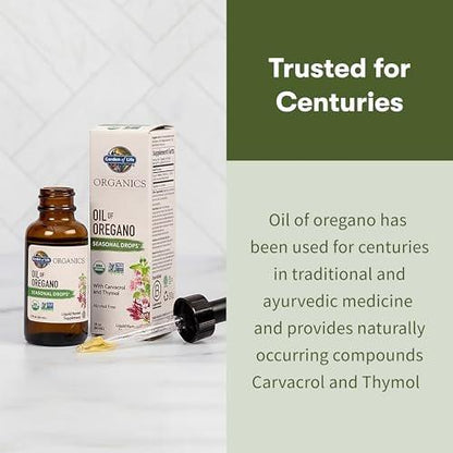 Garden of Life Organics Oil of Oregano Saisonale Tropfen 1 fl oz (30 ml) Flüssigkeit - Konzentrierte pflanzliche Immununterstützung - alkoholfrei, Bio, Non-GMO, vegan & glutenfrei
