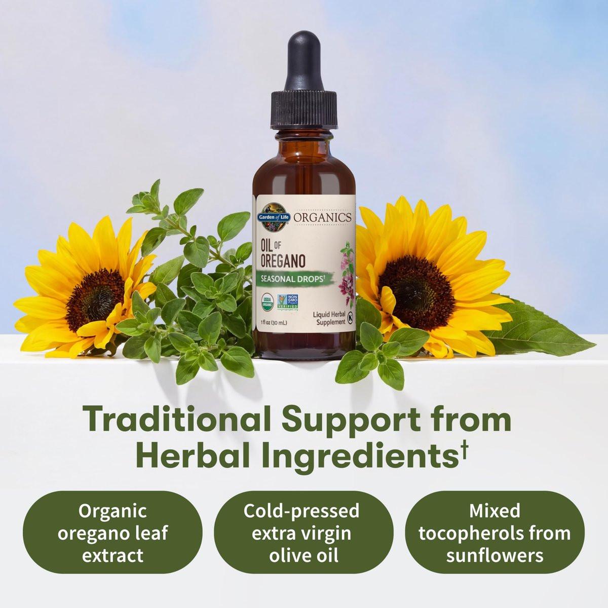 Garden of Life Organics Oil of Oregano Saisonale Tropfen 1 fl oz (30 ml) Flüssigkeit - Konzentrierte pflanzliche Immununterstützung - alkoholfrei, Bio, Non-GMO, vegan & glutenfrei