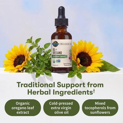 Garden of Life Organics Oil of Oregano Saisonale Tropfen 1 fl oz (30 ml) Flüssigkeit - Konzentrierte pflanzliche Immununterstützung - alkoholfrei, Bio, Non-GMO, vegan & glutenfrei
