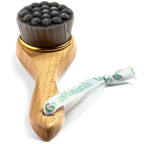 GranNaturals Manueller Gesichtsreinigungs-Kabuki-Pinsel – Hautreiniger & Peelingbürste für Foundation, Make-up, Gesichtsmasken, Akne-Wäsche, tägliche Tiefenreinigung der Poren – für Männer und Frauen