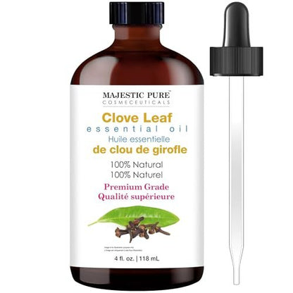 Majestic Pure Nelkenöl – 100% reines und natürliches ätherisches Öl mit Glaspipette, 118 ml