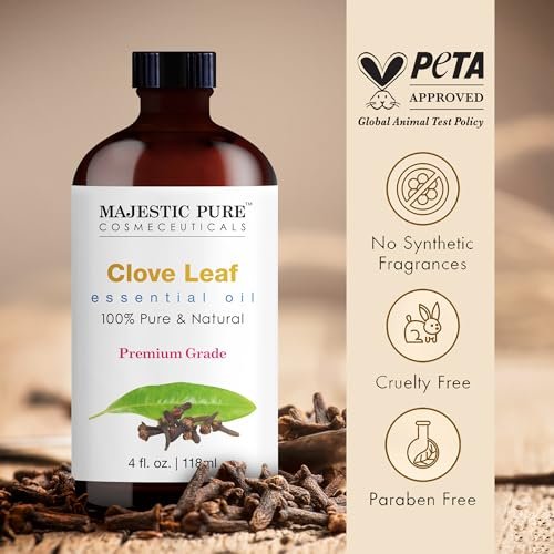 Majestic Pure Nelkenöl – 100% reines und natürliches ätherisches Öl mit Glaspipette, 118 ml