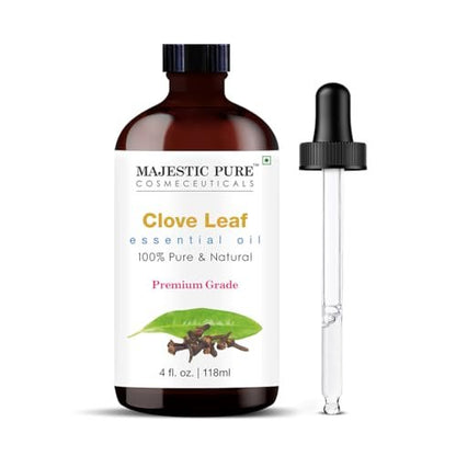 Majestic Pure Nelkenöl – 100% reines und natürliches ätherisches Öl mit Glaspipette, 118 ml