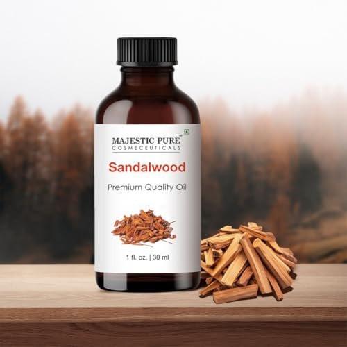 Majestic Pure Sandelholz Ätherisches Öl mit Glaspipette - 100% rein und natürlich - Ätherisches Öl für Diffuser, Aromatherapie, Seifen- und Kerzenherstellung, 30 ml