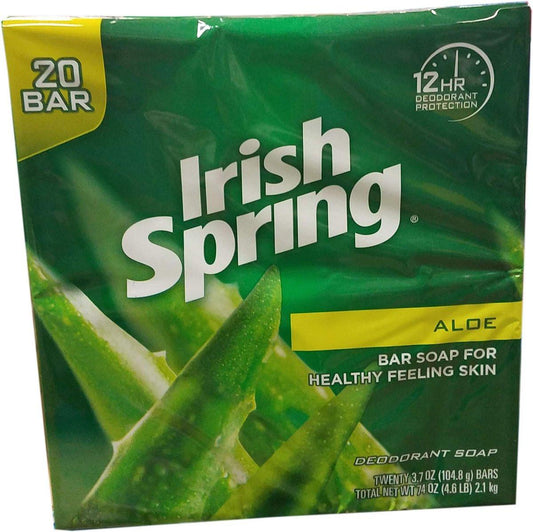 Irish Spring Aloe Seife – 20er-Pack (3,75 oz pro Riegel) – 74 oz Gesamtgewicht – Frischer Duft & Pflege