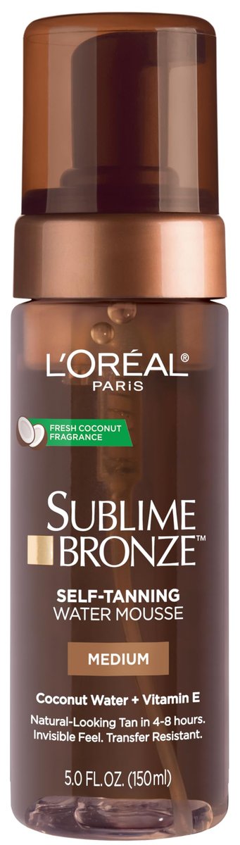 L'Oreal Paris Sublime Bronze Selbstbräuner-Schaum, wasserbasierter Mousse, streifenfreie natürliche Bräune, 5 fl. Oz