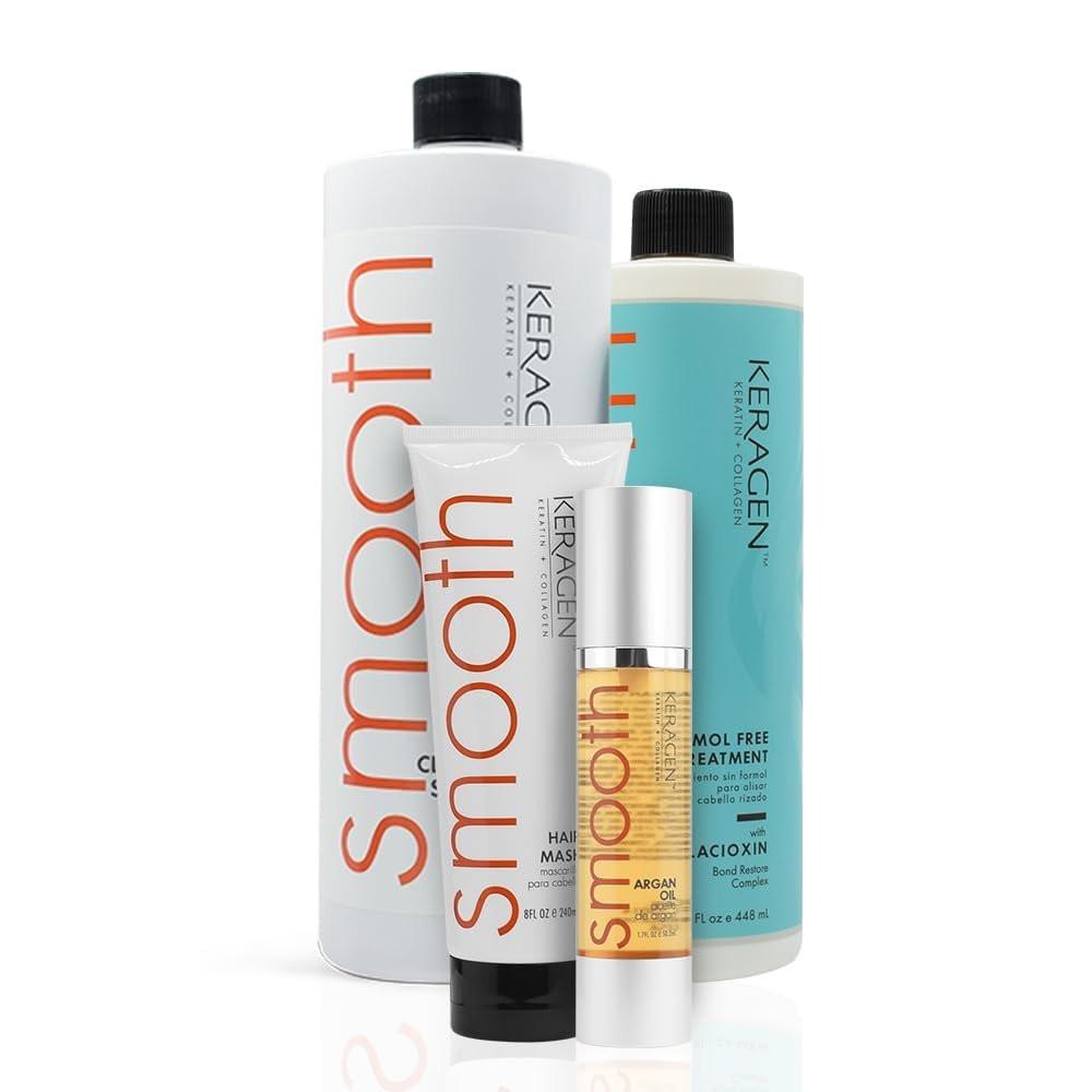 KERAGEN Formaldehydfreies Haar-Glättungsset | Schonende Salonqualität für zu Hause – 16 Wochen glattes, frizzfreies Haar, 16 Oz