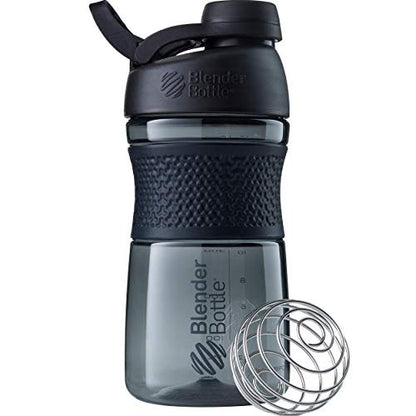 BlenderBottle SportMixer Shaker Flasche – 20 Unzen, Schwarz – Ideal für Proteinshakes und Pre-Workout