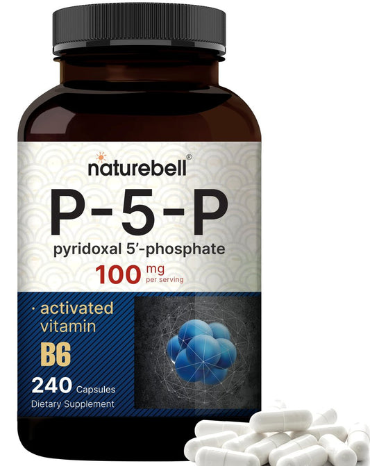 NatureBell P5P Vitamin B6 100 mg pro Portion, 240 Kapseln | Aktiviertes Pyridoxal-5-Phosphat – Essentielle B-Vitamine für Gehirn- und Gedächtnisgesundheit – Nicht-GMO