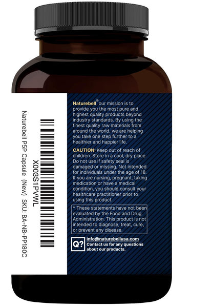 NatureBell P5P Vitamin B6 100 mg pro Portion, 240 Kapseln | Aktiviertes Pyridoxal-5-Phosphat – Essentielle B-Vitamine für Gehirn- und Gedächtnisgesundheit – Nicht-GMO