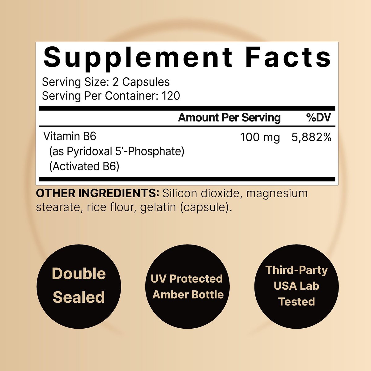 NatureBell P5P Vitamin B6 100 mg pro Portion, 240 Kapseln | Aktiviertes Pyridoxal-5-Phosphat – Essentielle B-Vitamine für Gehirn- und Gedächtnisgesundheit – Nicht-GMO