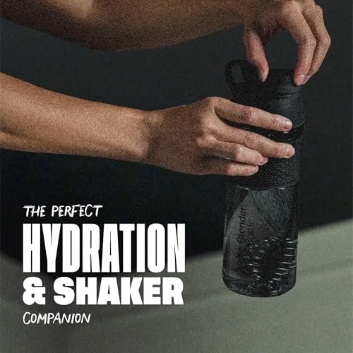 BlenderBottle SportMixer Shaker Flasche – 20 Unzen, Schwarz – Ideal für Proteinshakes und Pre-Workout