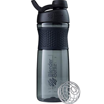 BlenderBottle SportMixer Shaker Flasche – Perfekt für Proteinshakes und Pre-Workout, 28 Unzen, Schwarz