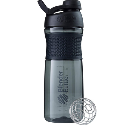 BlenderBottle SportMixer Shaker Flasche – Perfekt für Proteinshakes und Pre-Workout, 28 Unzen, Schwarz