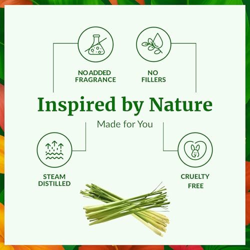 SVA Citronella Bio-Öl – 118 ml – 100% natürliches Citronellaöl – für Diffuser, Haarpflege, Gesicht, Hautpflege, Aromatherapie, Kopfhaut- und Körpermassage, Seifen- und Kerzenherstellung – mit Pipette