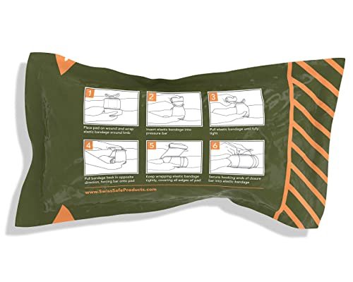 Swiss Safe 6 Zoll Israelischer Verband Trauma-Set – Sterile elastische Kompressionsbinde – Notfall-Militär-IFAK – 6 Zoll, 2er-Pack