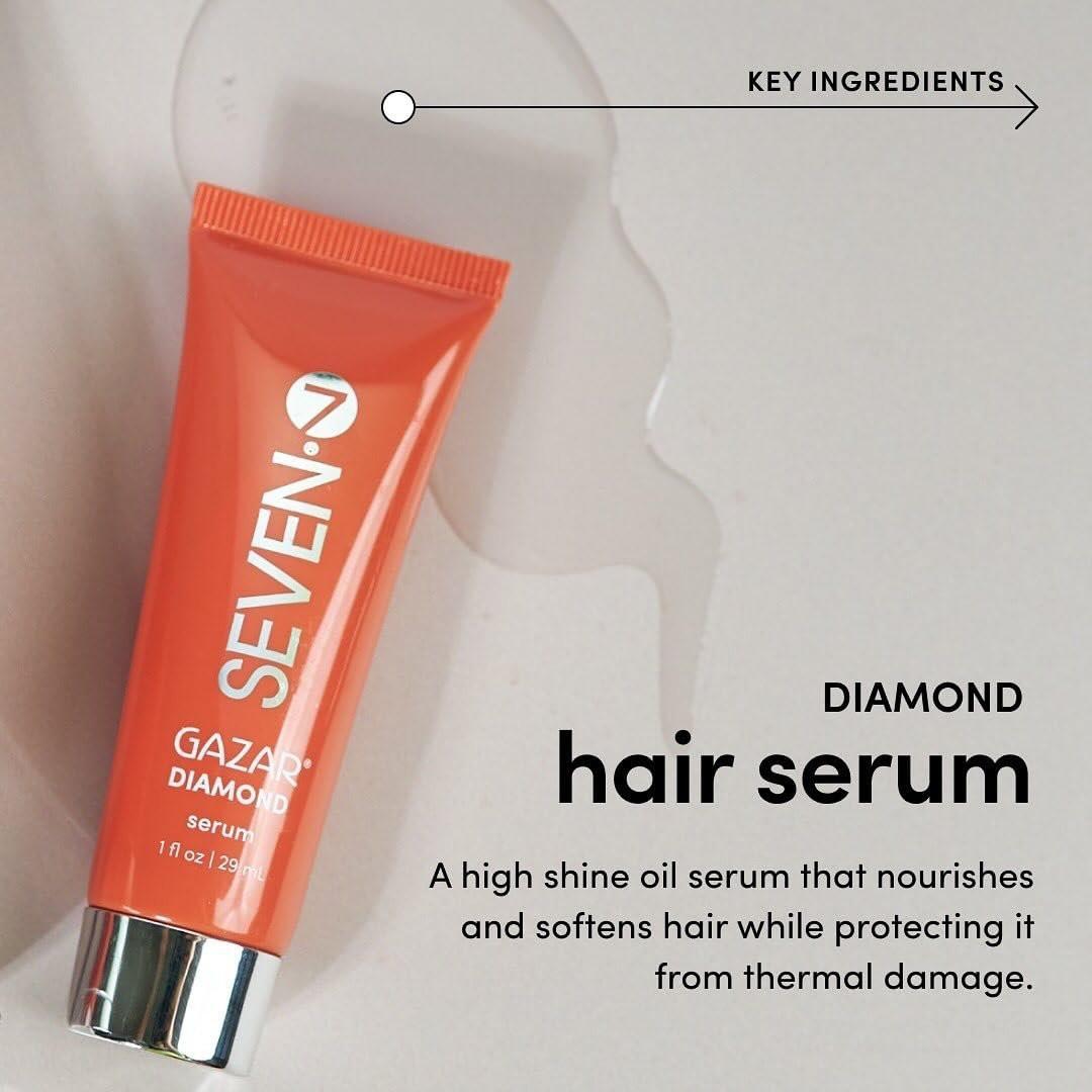 SEVEN Gazar Diamond Haar Serum für krauses und geschädigtes Haar, Anti-Frizz, Glättend, Glanzverstärker mit Kokos- & Macadamiaöl, Hitzeschutz, Hergestellt in USA, 96 ml