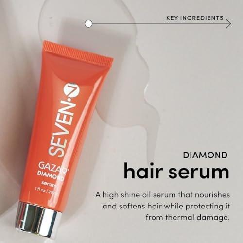 SEVEN Gazar Diamond Haar Serum für krauses und geschädigtes Haar, Anti-Frizz, Glättend, Glanzverstärker mit Kokos- & Macadamiaöl, Hitzeschutz, Hergestellt in USA, 96 ml