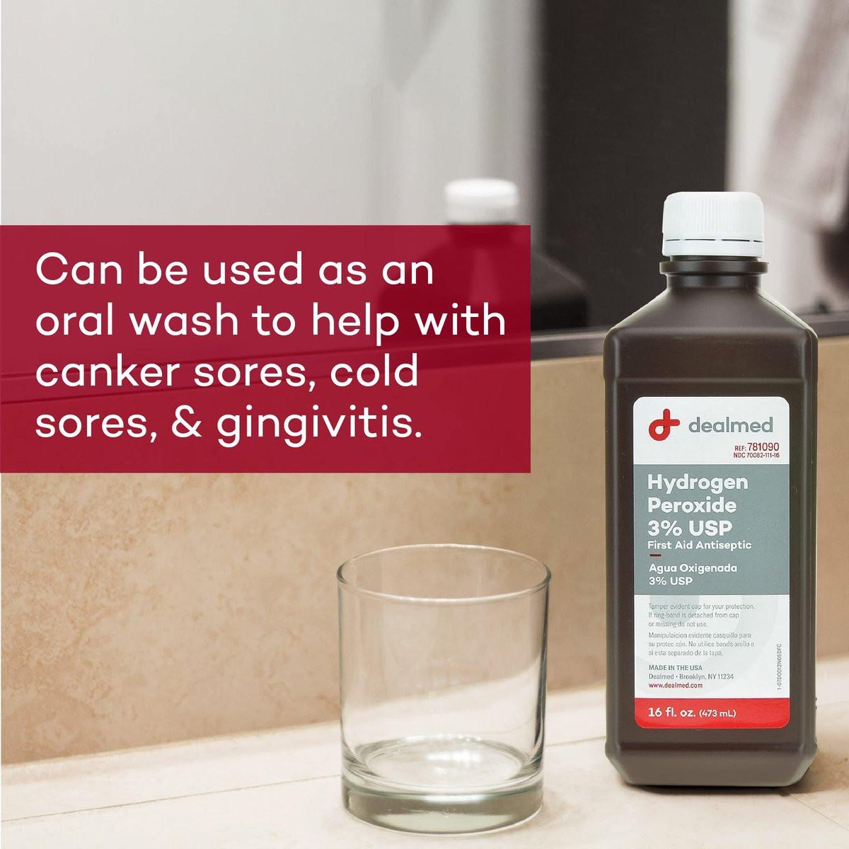 Dealmed Wasserstoffperoxid 3% USP | Hergestellt in USA | Antiseptikum für Erste Hilfe | 473 ml (1)