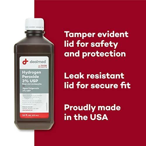 Dealmed Wasserstoffperoxid 3% USP | Hergestellt in USA | Antiseptikum für Erste Hilfe | 473 ml (1)