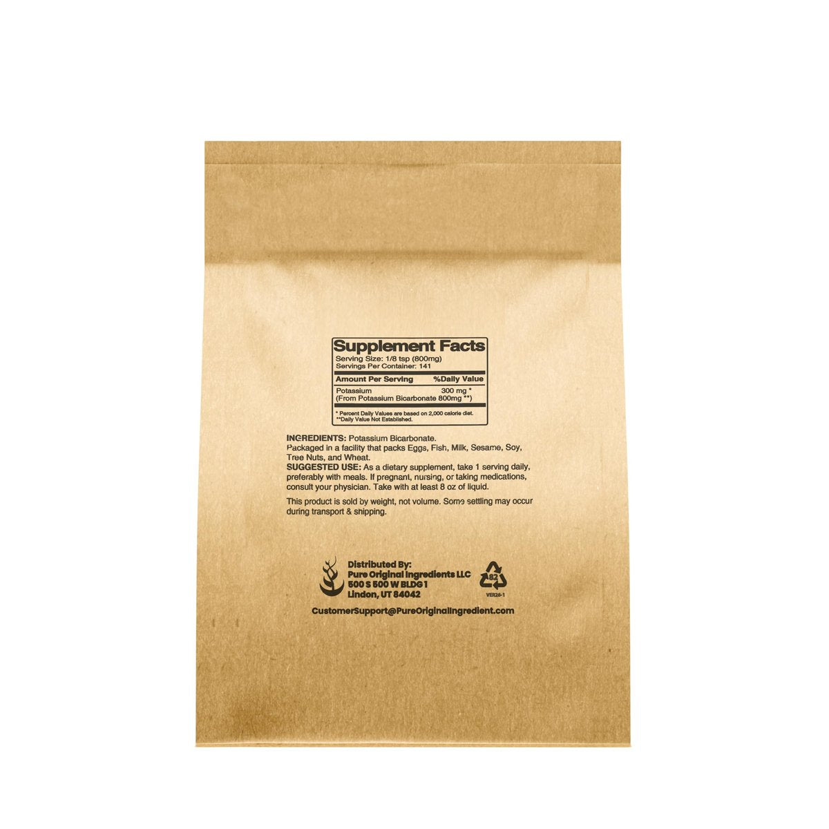 Pure Original Ingredients Kalium-Bicarbonat (113g) – natürlich, lebensmittelecht, Elektrolyt, Backtriebmittel