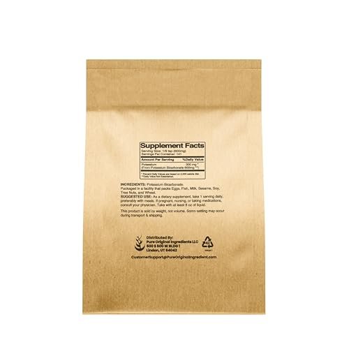 Pure Original Ingredients Kalium-Bicarbonat (113g) – natürlich, lebensmittelecht, Elektrolyt, Backtriebmittel