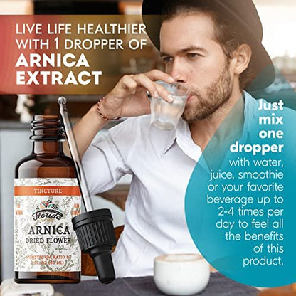 Bio Arnika Tinktur – Organischer Arnika Extrakt (Arnica montana) aus getrockneten Blüten, Nicht-GVO, in kaltgepresstem Bio-Gemüseglycerin, 700 mg, 60 ml (2 fl oz)