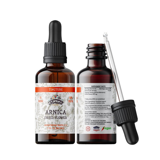 Bio Arnika Tinktur – Organischer Arnika Extrakt (Arnica montana) aus getrockneten Blüten, Nicht-GVO, in kaltgepresstem Bio-Gemüseglycerin, 700 mg, 60 ml (2 fl oz)