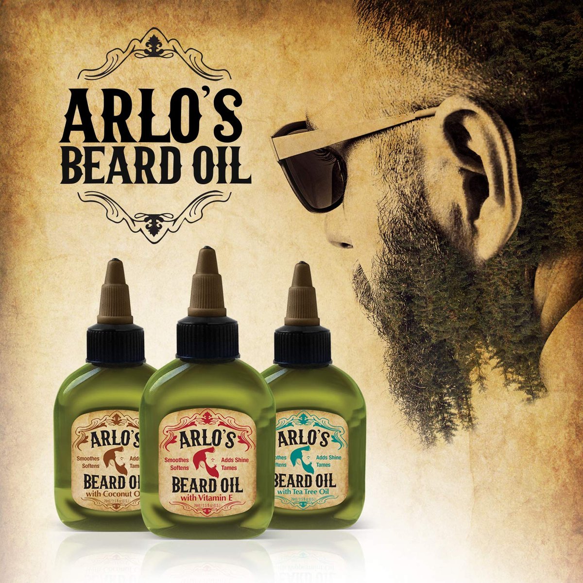 Arlo's 99% Natürliches Original Bartöl – Wachstumsförderer für volleren Bart, 74 ml