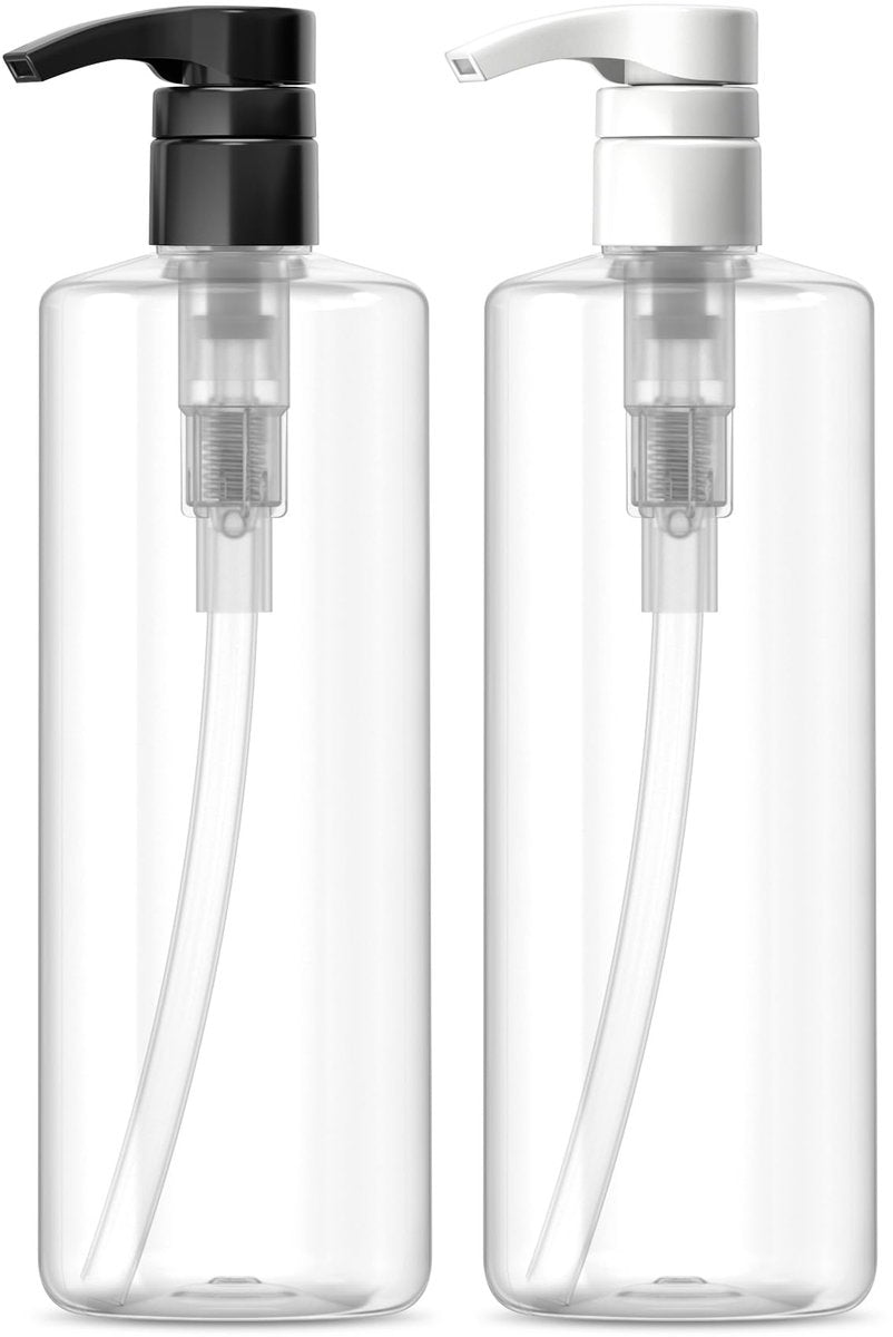 Bar5F Plastik Lotionflaschen mit schwarzen & weißen Pumpen, 16 oz | Auslaufsicher, leere klare Zylinder, nachfüllbar, BPA-frei für Shampoo, Feuchtigkeitscreme, Gesichtscreme, Flüssigseife | 2er-Pack